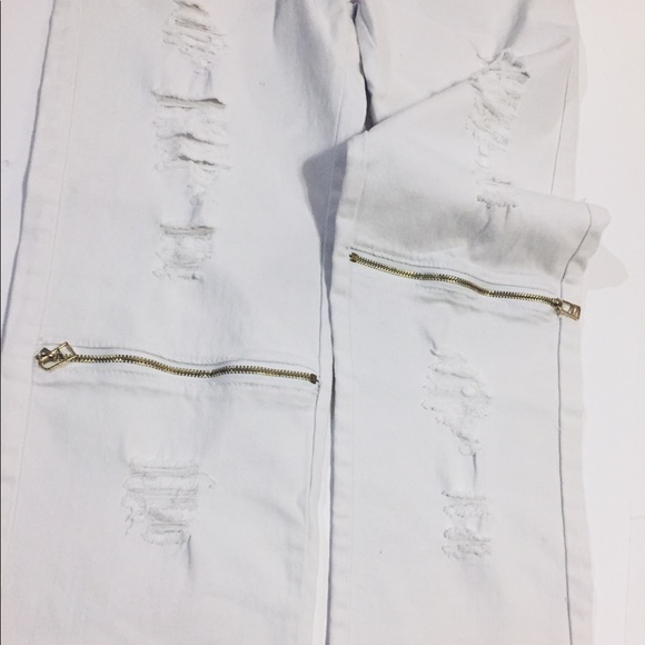 DANT BULUN Zipper Ripped Biker Jeans Skinny - Picture 3 of 8